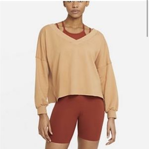 Nike yoga luxe fleece loose v neck sweater